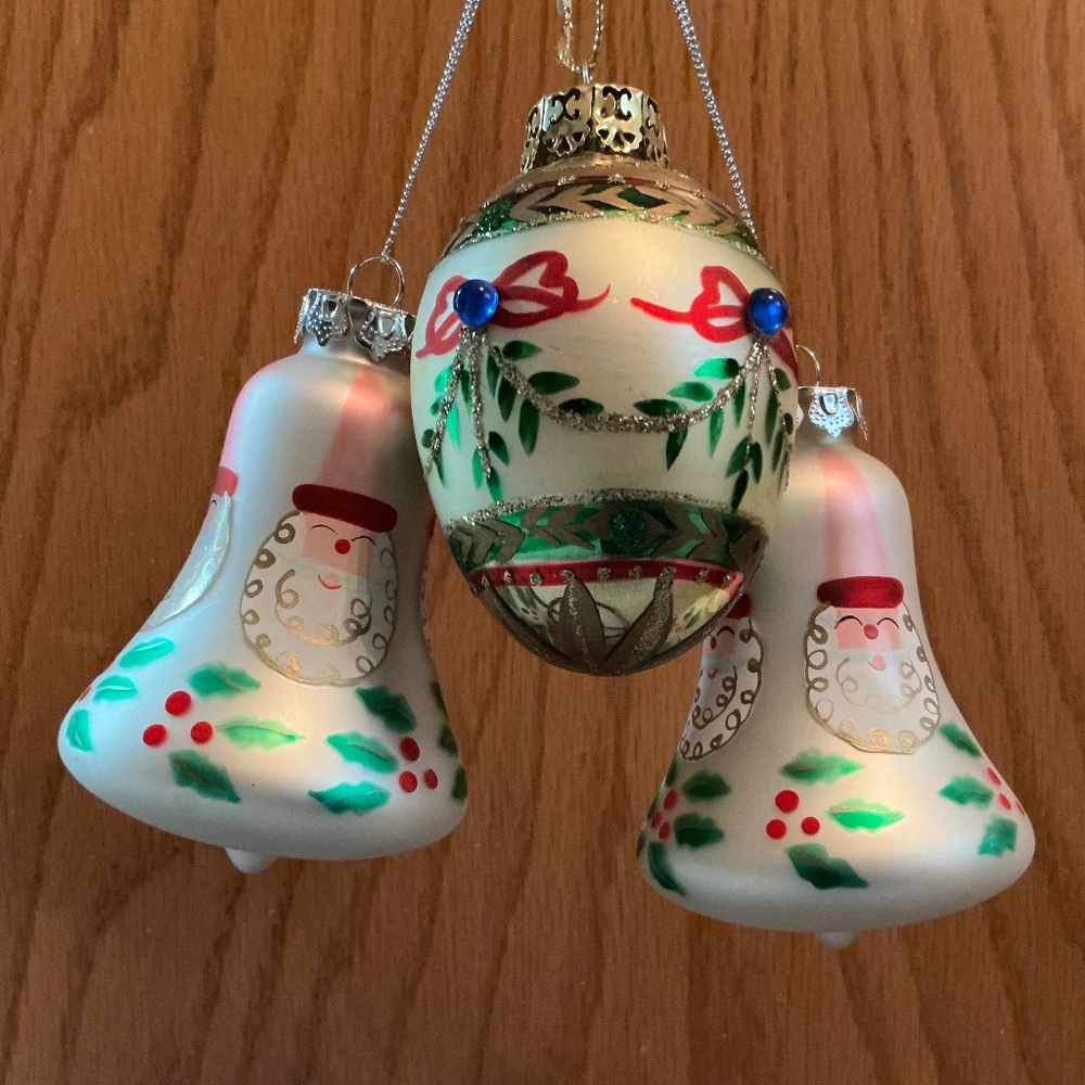 3 Vintage Hand Painted Glass Christmas Ornaments